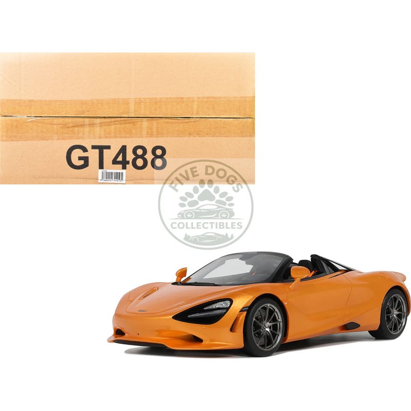 2024 mclaren 750s spider orange metallic 1/18 model car by gt spirit