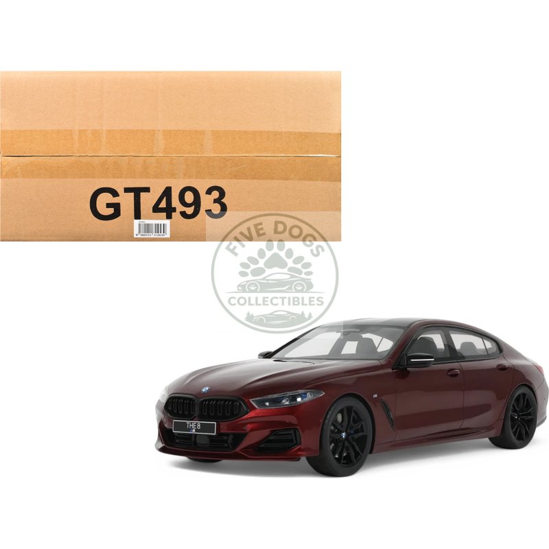 2023 bmw m850i xdrive m performance aventurine red with carbon top 1/18 model car by gt spirit