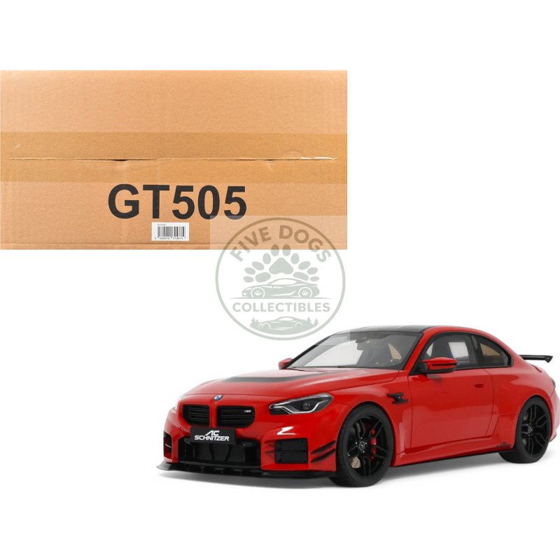 2023 ac schnitzer acs2 sport (bmw m2) toronto red with black top 1/18 model car by gt spirit