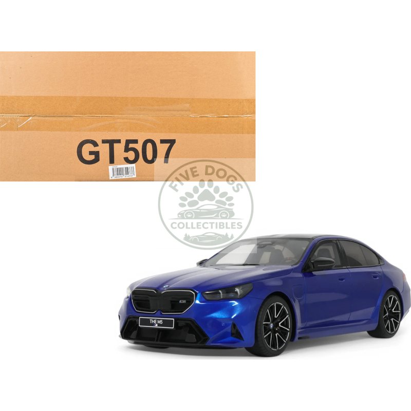 2024 bmw m5 (g90) marina bay blue metallic with black top 1/18 model car by gt spirit