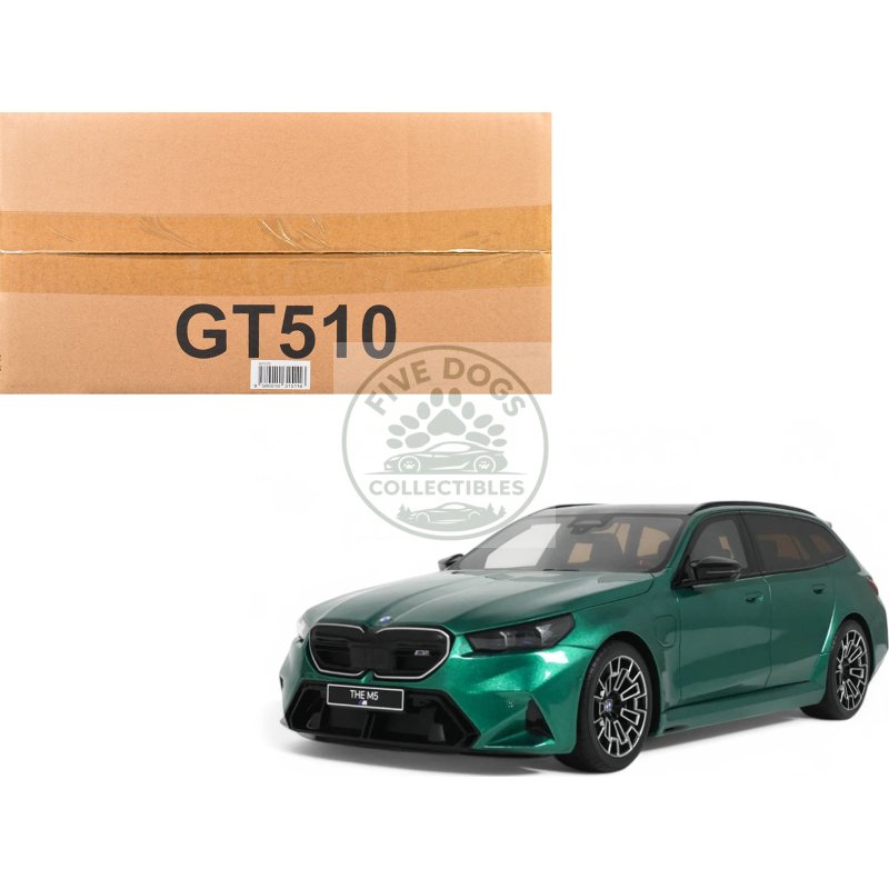2024 bmw m5 touring (g99) isle of man green metallic with black top 1/18 model car by gt spirit