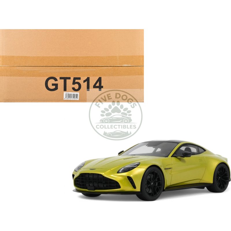 2024 aston martin vantage cosmopolitan yellow metallic with black top 1/18 model car by gt spirit