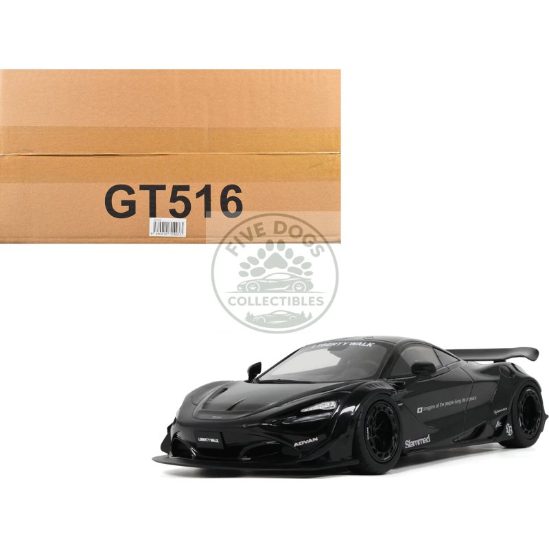 2023 mclaren 720s "lb works liberty walk" black 1/18 model car by gt spirit