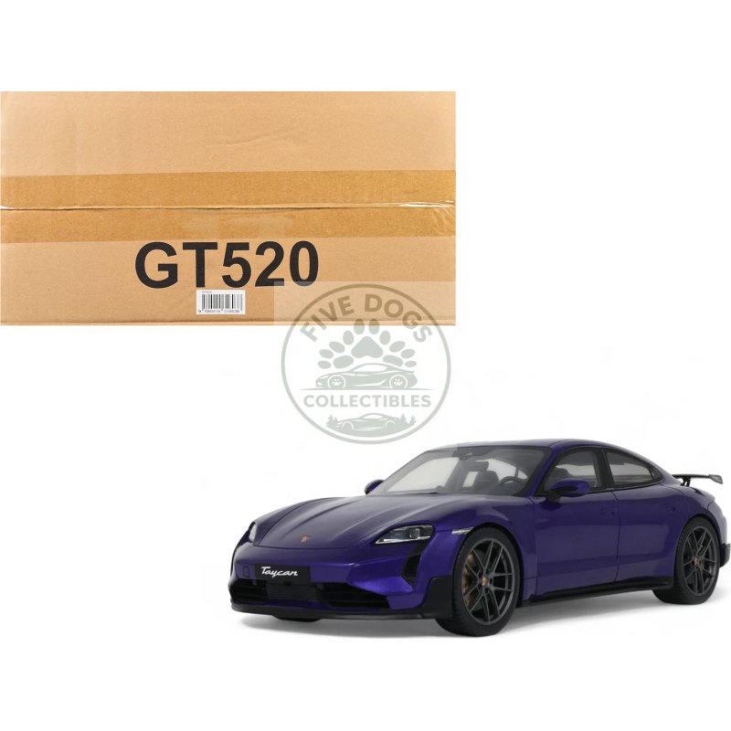 2023 porsche taycan turbo gt purple sky metallic 1/18 model car by gt spirit