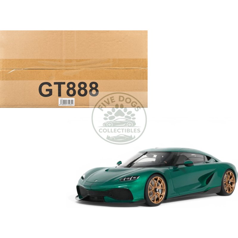 2024 koenigsegg gemera racing green metallic 1/18 model car by gt spirit