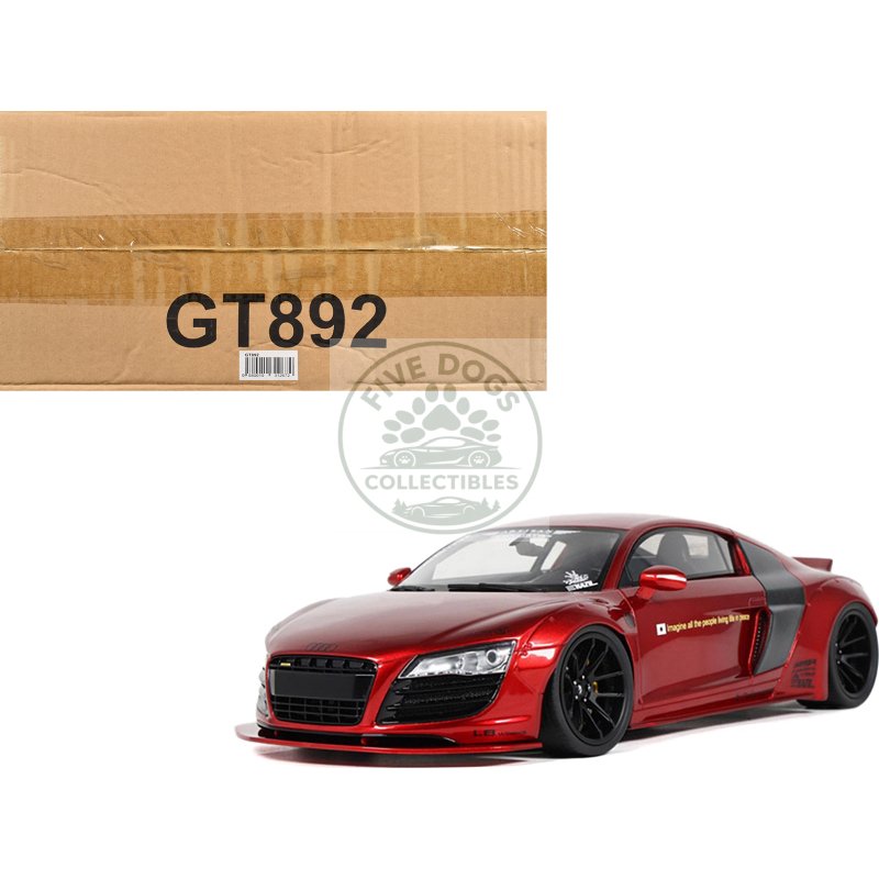 2022 audi r8 "lb works" red metallic 1/18 model car by gt spirit