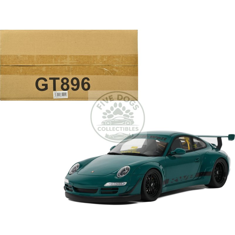 2021 rwb bodykit "syunkashuto" green with black stripes 1/18 model car by gt spirit
