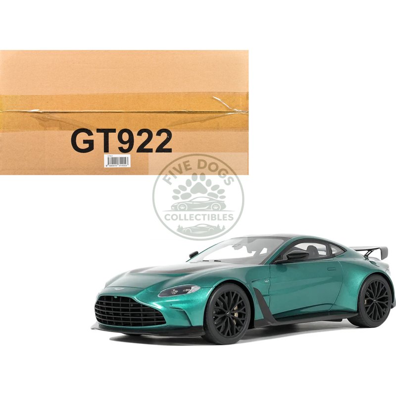 2023 aston martin vantage v12 british racing green with black hood and top 1/18 model car by gt spirit