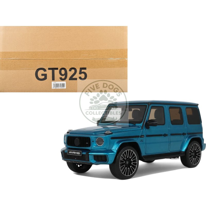 2024 mercedes benz g 63 amg hyper blue magno metallic 1/18 model car by gt spirit