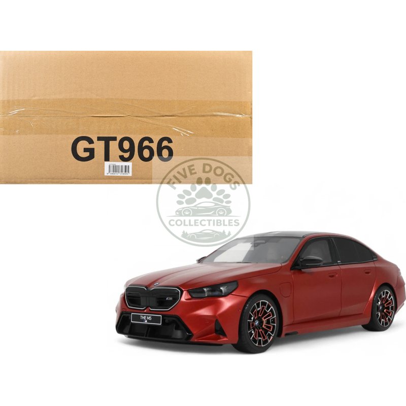 2025 bmw m5 (g90) pebble beach edition fire orange metallic with black top 1/18 model car by gt spirit