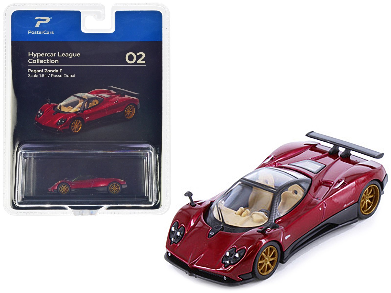 pagani zonda f rosso dubai red metallic "hypercar league collection" 1/64 diecast model car by postercars pagani zonda f rosso dubai red metallic "hypercar league collection" 1/64 diecast model car by postercars