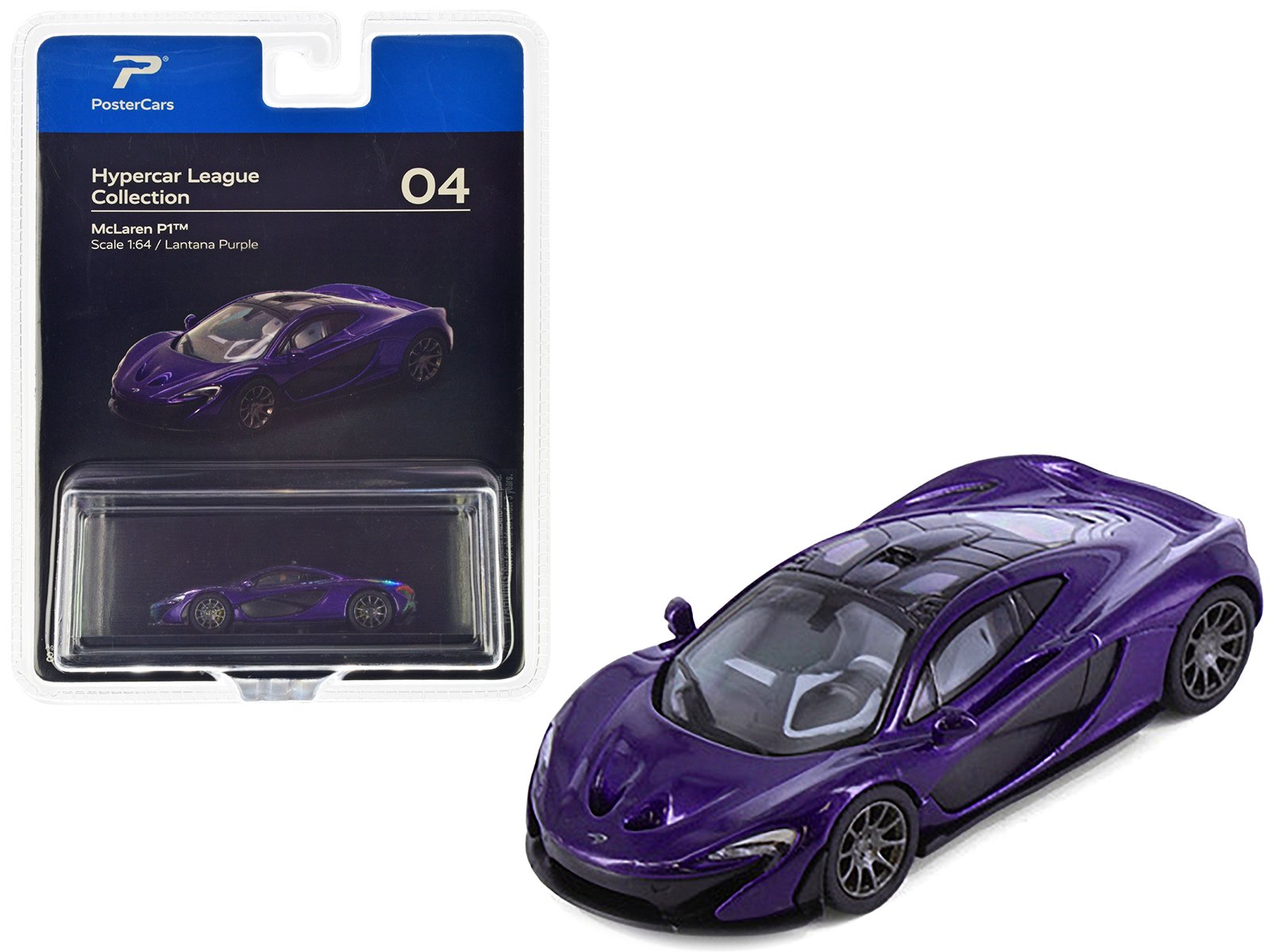 mclaren p1 lantana purple metallic with black top "hypercar league collection" 1/64 diecast model car by postercars mclaren p1 lantana purple metallic with black top "hypercar league collection" 1/64 diecast model car by postercars