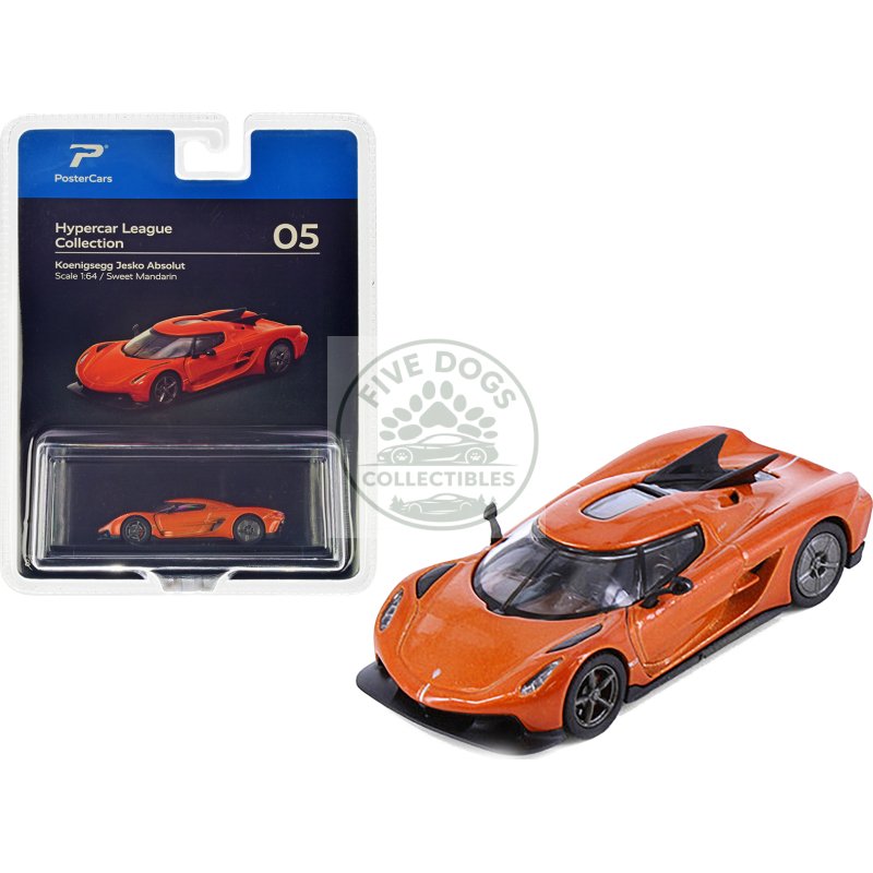 koenigsegg jesko absolut sweet mandarin orange metallic "hypercar league collection" 1/64 diecast model car by postercars