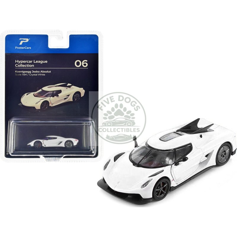 koenigsegg jesko absolut crystal white metallic "hypercar league collection" 1/64 diecast model car by postercars