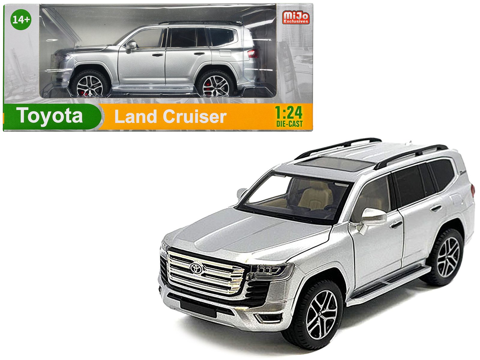 toyota land cruiser silver metallic with sun roof 1/24 diecast model car toyota land cruiser silver metallic with sun roof 1/24 diecast model car