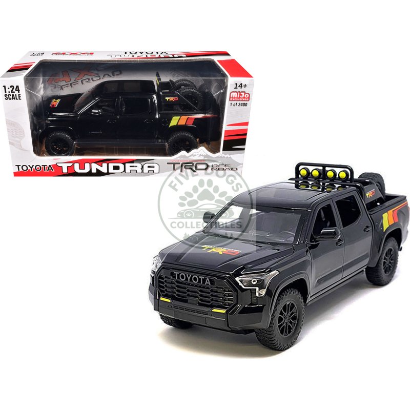 2023 toyota tundra trd 4x4 pickup truck black with trd stripes with sunroof and wheel rack limited edition to 2400 pieces worldwide 1/24 diecast model car