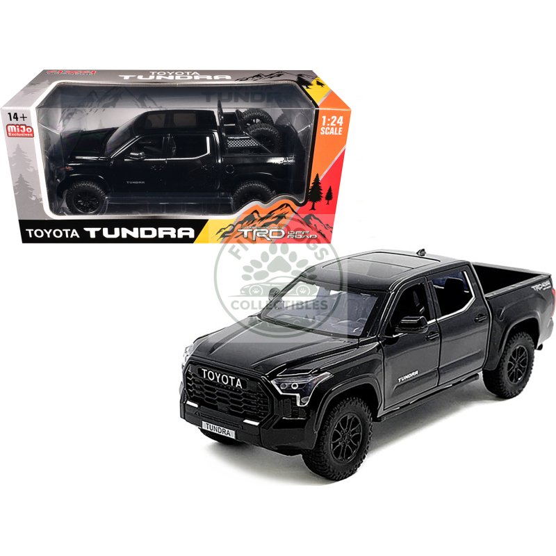 2023 toyota tundra trd 4x4 pickup truck black with sunroof and wheel rack 1/24 diecast model car