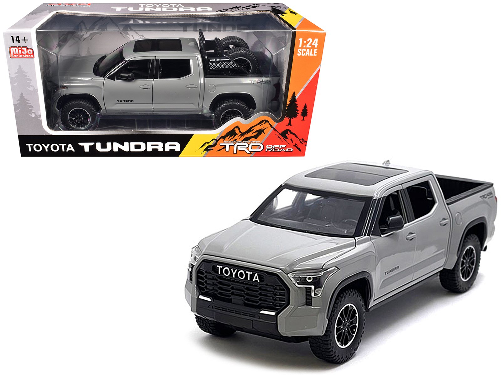 2023 toyota tundra trd 4x4 pickup truck cement gray with sunroof and wheel rack 1/24 diecast model car 2023 toyota tundra trd 4x4 pickup truck cement gray with sunroof and wheel rack 1/24 diecast model car