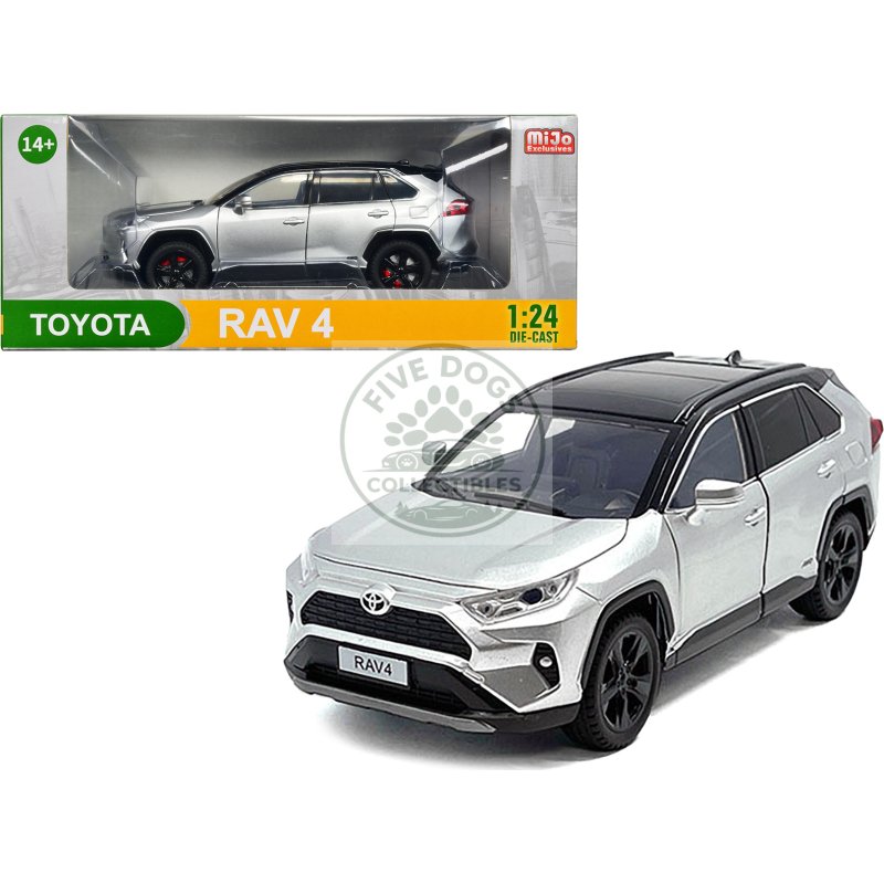 toyota rav4 hybrid xse silver metallic with black top and sunroof 1/24 diecast model car