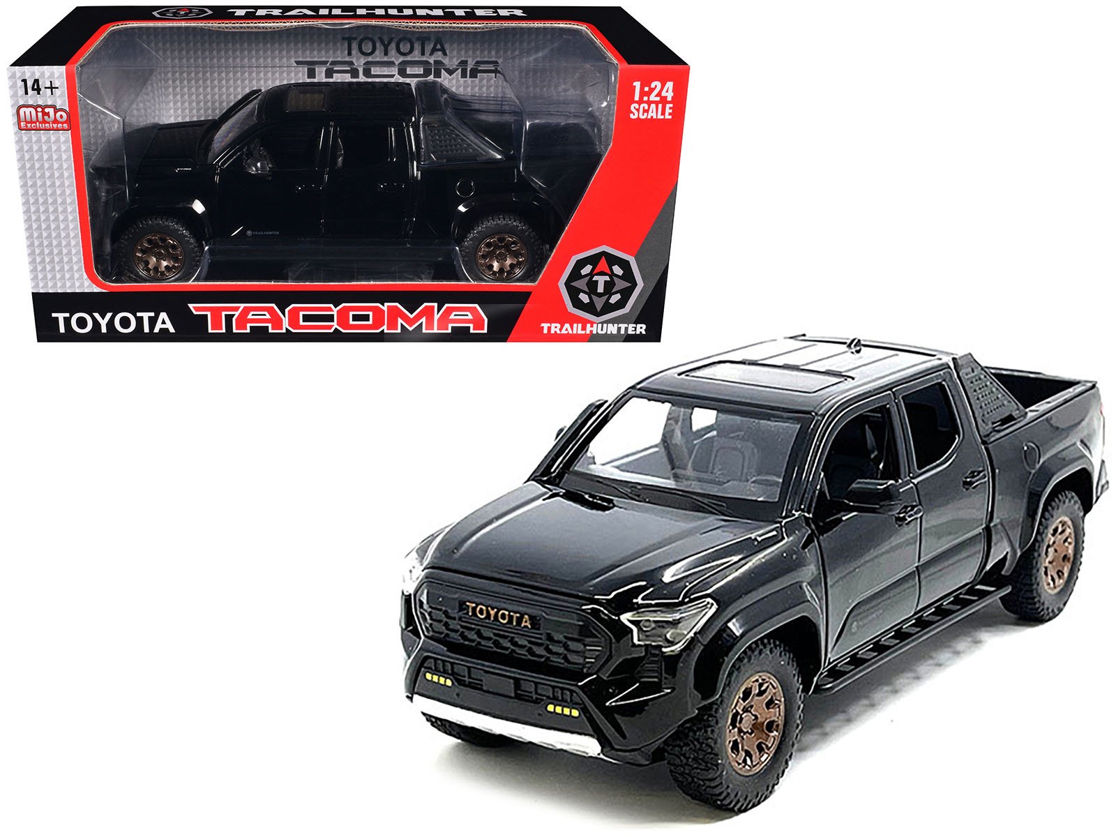 2024 toyota tacoma trailhunter edition pickup truck black 1/24 diecast model car 2024 toyota tacoma trailhunter edition pickup truck black 1/24 diecast model car