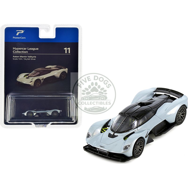 aston martin valkyrie skyfall silver metallic with black top "hypercar league collection" 1/64 diecast model car by postercars