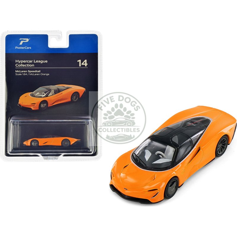 mclaren speedtail mclaren orange with black top "hypercar league collection" 1/64 diecast model car by postercars
