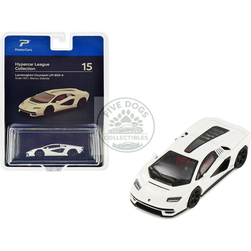 lamborghini countach lpi 800 4 bianco siderale white "hypercar league collection" 1/64 diecast model car by postercars