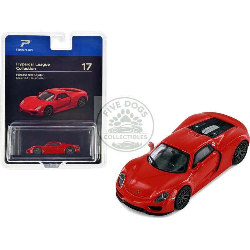 porsche 918 spyder guards red "hypercar league collection" 1/64 diecast model car by postercars