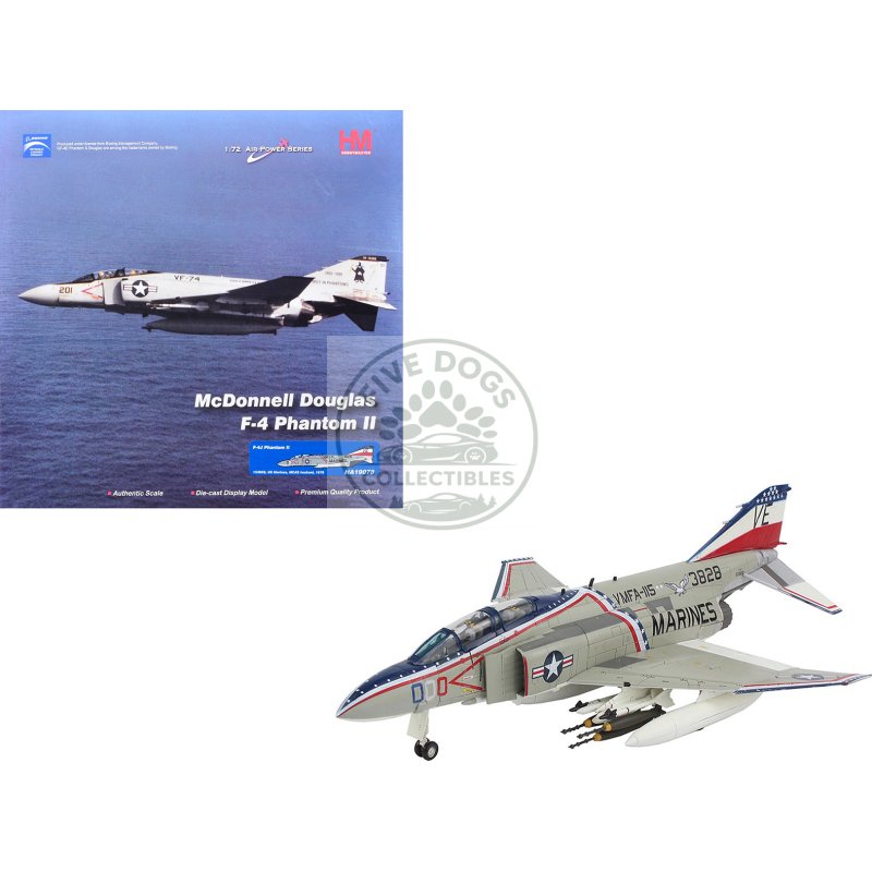 mcdonnell douglas f 4j phantom ii fighter bomber aircraft "153828 mcas iwakuni japan" (1976) united states marine corps "air power series" 1/72 diecast model by hobby master
