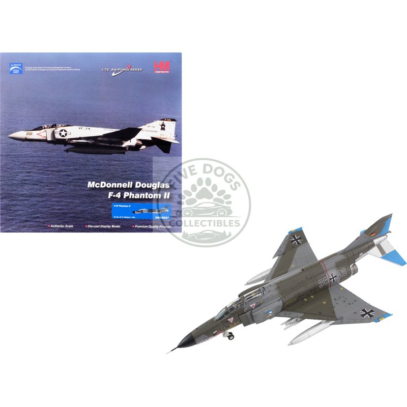 mcdonnell douglas f 4f phantom ii fighter bomber aircraft "jagdgeschwader 74 (jg 74) molders" (1982) german luftwaffe "air power series" 1/72 diecast model by hobby master