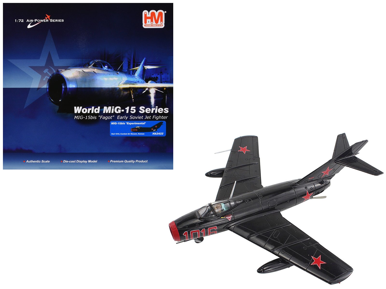 mikoyan gurevich mig 15bis fighter aircraft "experimental combat air museum kansas" "air power series" 1/72 diecast model by hobby master mikoyan gurevich mig 15bis fighter aircraft "experimental combat air museum kansas" "air power series" 1/72 diecast model by hobby master