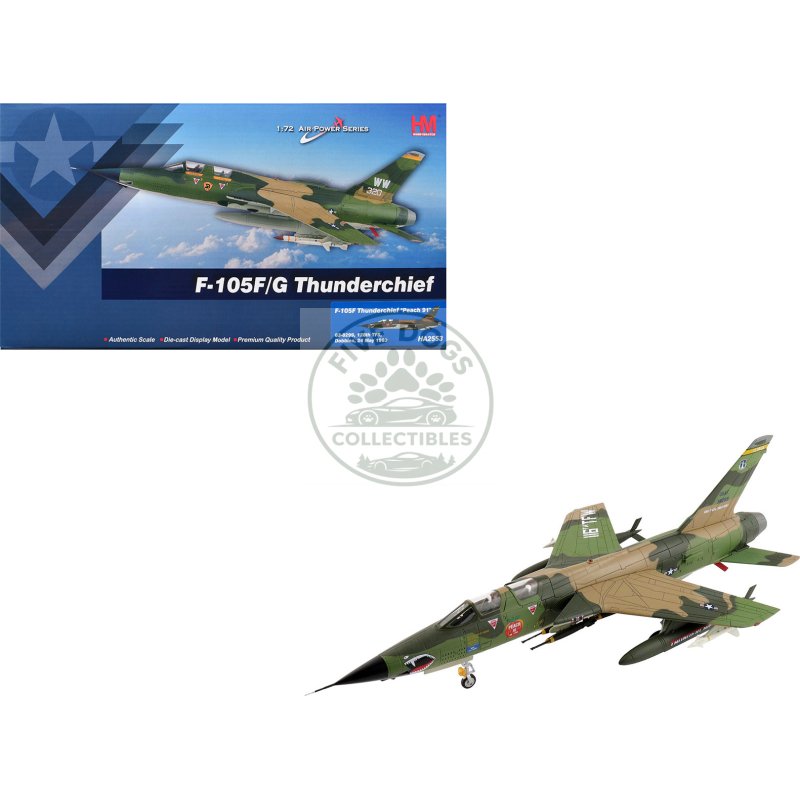 republic f 105f thunderchief fighter bomber aircraft "63 8299 peach 91 128th tactical fighter squadron georgia ang dobbins air reserve base" united states air force "air power series" 1/72 diecast model by hobby master
