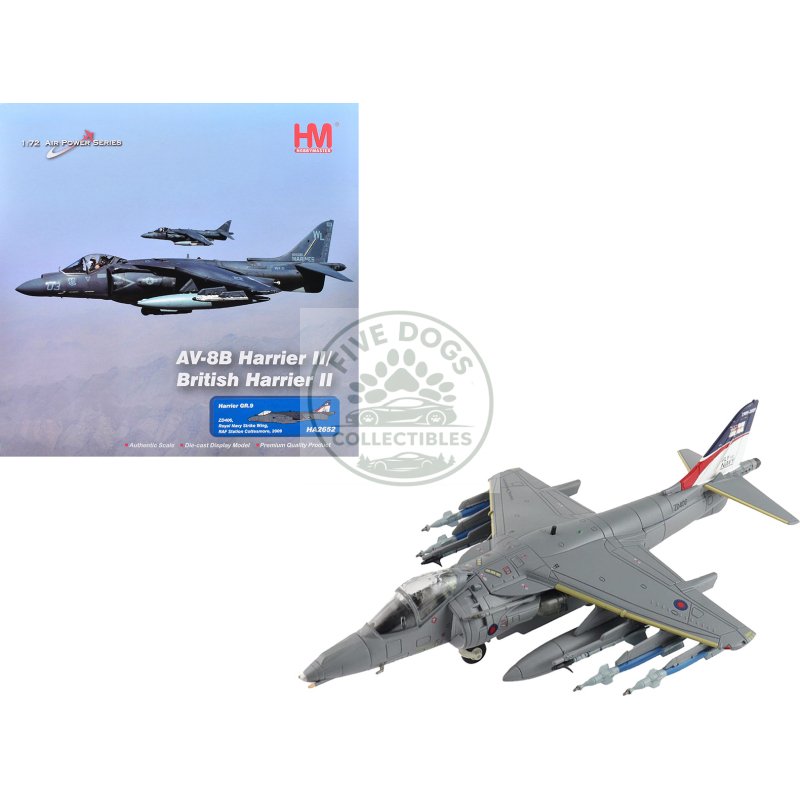british aerospace harrier gr.9 aircraft "zd406 royal navy strike wing raf station cottesmore" (2009) british royal air force/navy "air power series" 1/72 diecast model by hobby master
