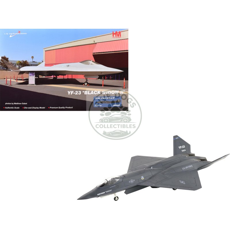 northrop yf 23 black widow ii stealth fighter aircraft "#87 0800 pav 1" (1990) united states air force "air power series" 1/72 diecast model by hobby master