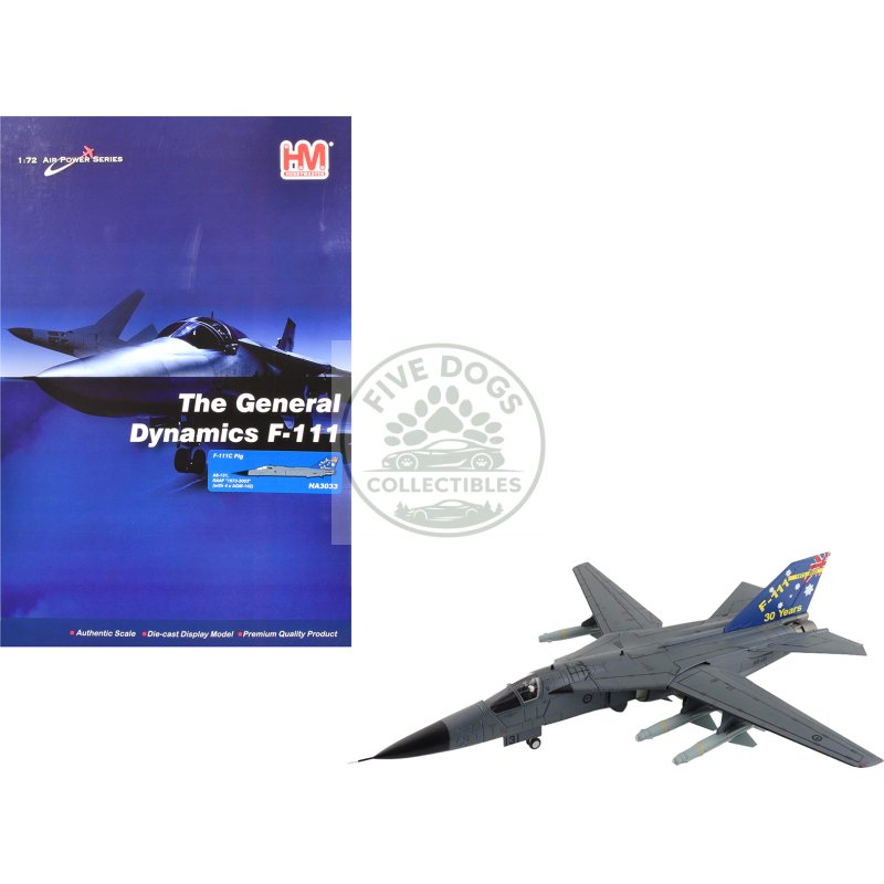 general dynamics f 111c pig aircraft "a8 131 f 111 operations 30th anniversary" (2003) royal australian air force "air power series" 1/72 diecast model by hobby master