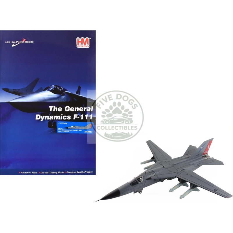 general dynamics f 111c pig aircraft "90th anniversary of no. 6 squadron" (2007) royal australian air force "air power series" 1/72 diecast model by hobby master