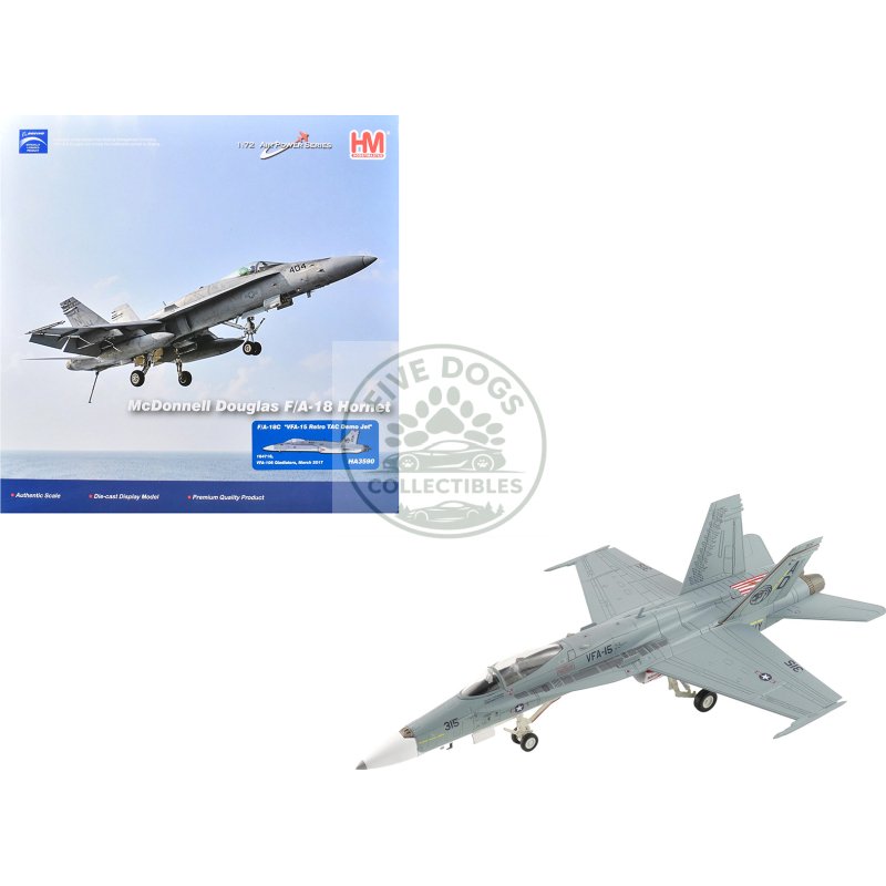 mcdonnell douglas f/a 18c hornet aircraft "vfa 15 retro tac demo jet vfa 106 gladiators" (2017) united states navy "air power series" 1/72 diecast model by hobby master
