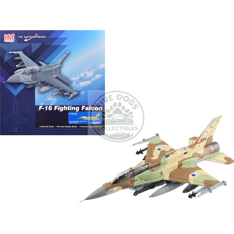 lockheed f 16i fighting falcon fighter aircraft "455 sufa 119 squadron the bat" israeli air force "air power series" 1/72 diecast model by hobby master