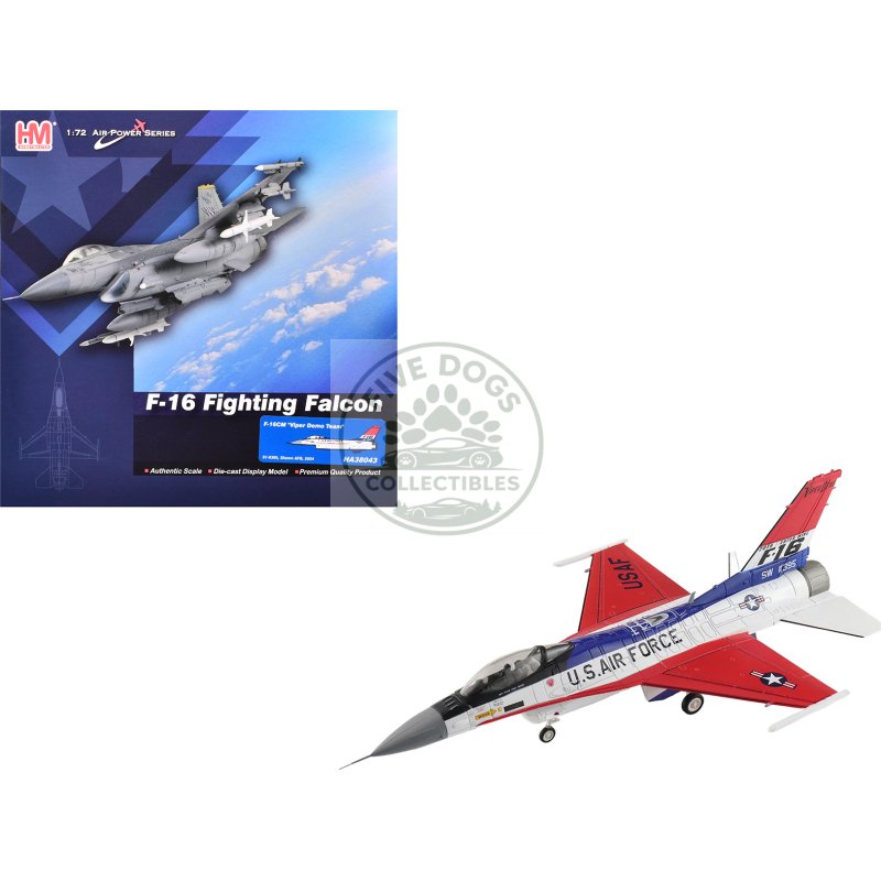 lockheed f 16cm fighting falcon fighter aircraft "91 0395 viper demo shaw air force base" (2024) united states air force "air power series" 1/72 diecast model by hobby master