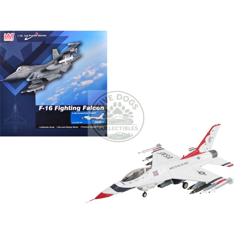 lockheed f 16c fighting falcon fighter aircraft "no.10 thunderbirds warbird" united states air force "air power series" 1/72 diecast model by hobby master