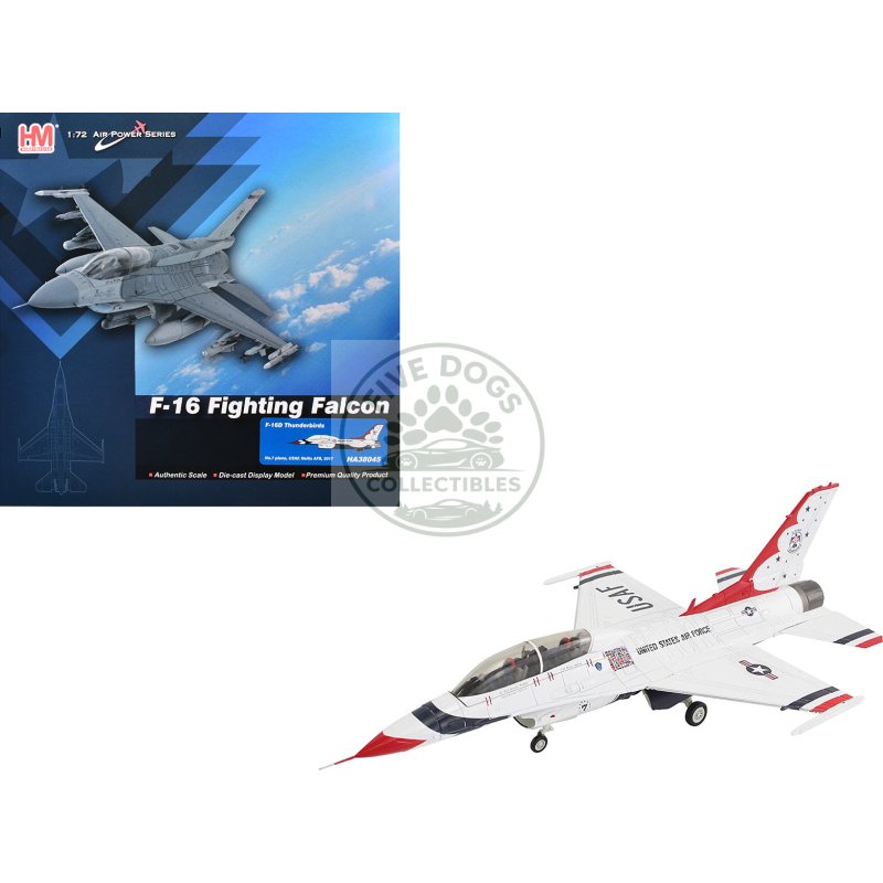lockheed f 16d fighting falcon fighter aircraft "no.7 thunderbirds nellis air force base" (2017) united states air force "air power series" 1/72 diecast model by hobby master