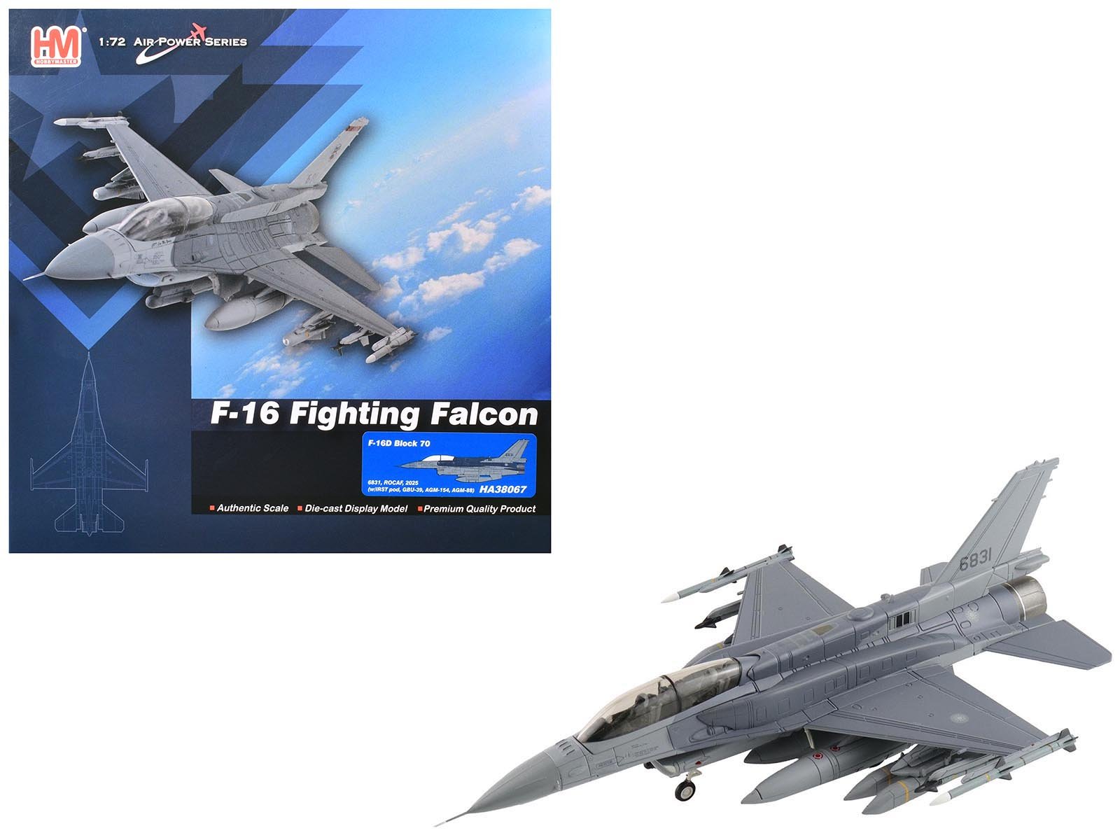 lockheed f 16d fighting falcon fighter aircraft "6831 block 70" (2025) republic of china air force "air power series" 1/72 diecast model by hobby master lockheed f 16d fighting falcon fighter aircraft "6831 block 70" (2025) republic of china air force "air power series" 1/72 diecast model by hobby master