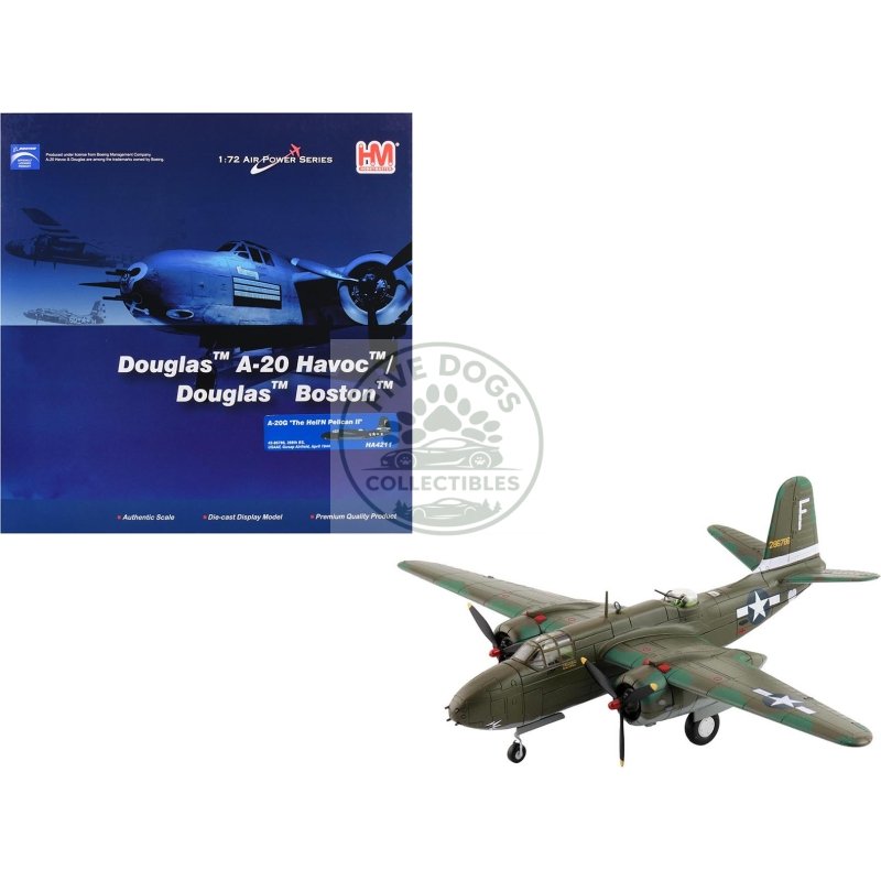 douglas a 20g havoc aircraft "42 86786 hell'n pelican ii 388th bomb squadron gusap airfield" (1944) united states army air forces "air power series" 1/72 diecast model by hobby master