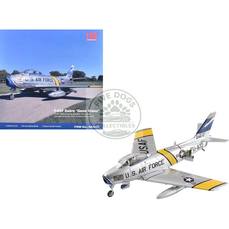 north american f 86f sabre fighter aircraft "24872 gene kranz my darling marta, 69th fighter bomber squadron, eaa aviation museum" united states air force "air power series" 1/72 diecast model by hobby master