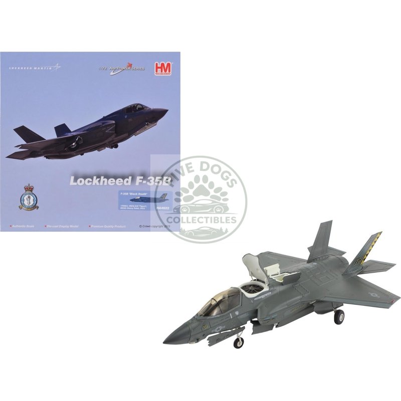 lockheed martin f 35b lightning ii aircraft "black death vmfa 542 mcas cherry point" (2023) united states marine corps "air power series" 1/72 diecast model by hobby master