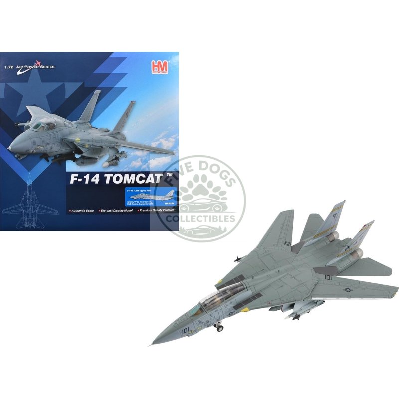 grumman f 14b tomcat fighter aircraft "last gypsy roll vf 32 swordsmen nas oceana" (2005) united states navy "air power series" 1/72 diecast model by hobby master
