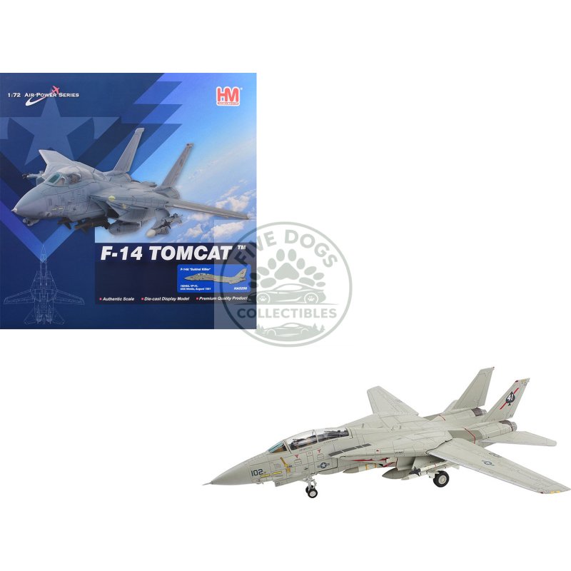 grumman f 14a tomcat fighter aircraft "sukhoi killer vf 41 black aces uss nimitz" (1981) united states navy "air power series" 1/72 diecast model by hobby master