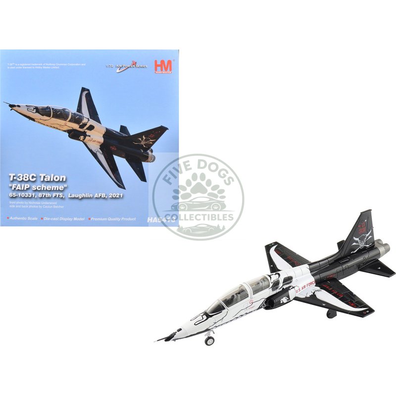 northrop t 38c talon aircraft "65 10331 faip scheme 87th fts laughlin afb" (2021) united states air force "air power series" 1/72 diecast model by hobby master