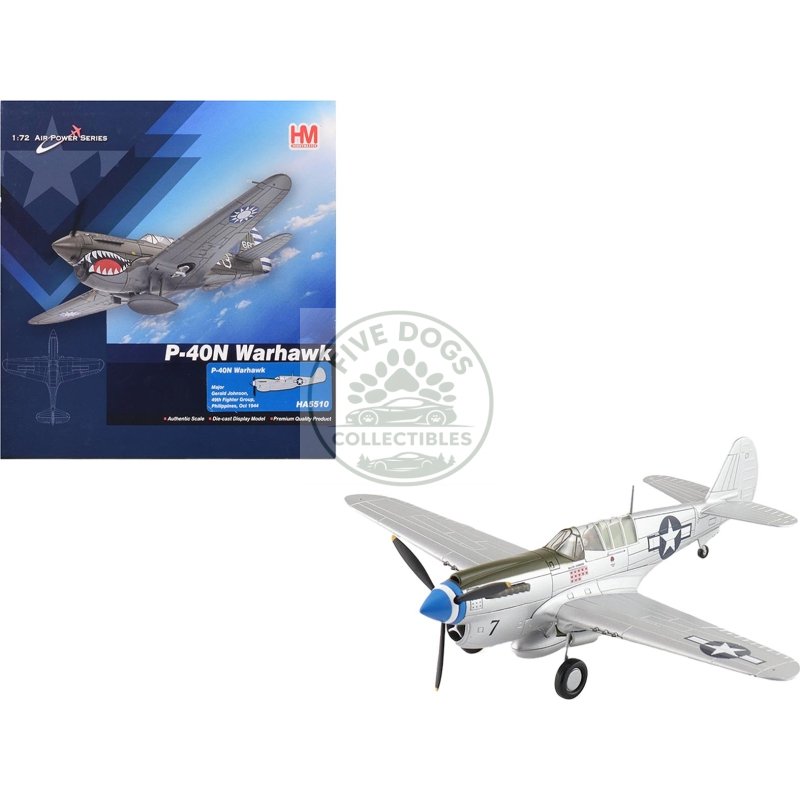 curtiss p 40n warhawk fighter bomber aircraft "major gerald johnson 49th fighter group philippines" (1944) united states army air forces "air power series" 1/72 diecast model by hobby master