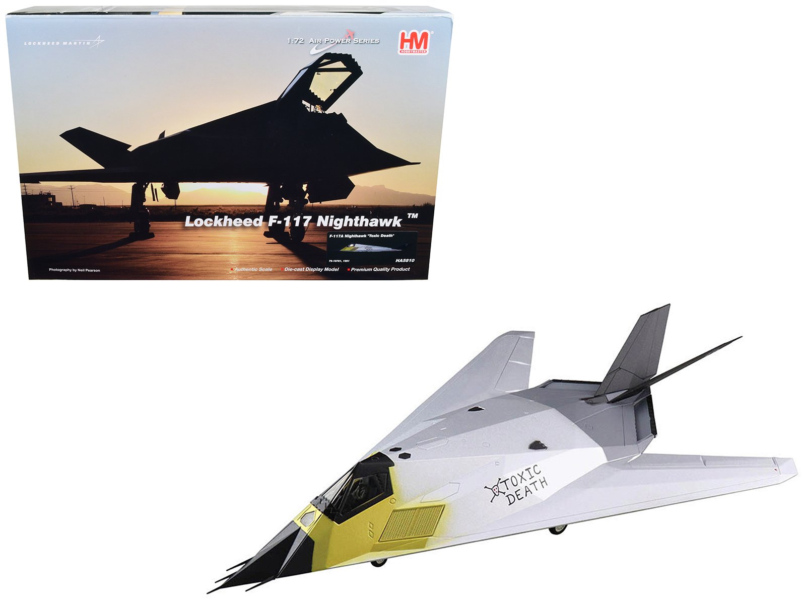 lockheed f 117a nighthawk stealth aircraft "toxic death" (1991) "air power series" 1/72 diecast model by hobby master lockheed f 117a nighthawk stealth aircraft "toxic death" (1991) "air power series" 1/72 diecast model by hobby master